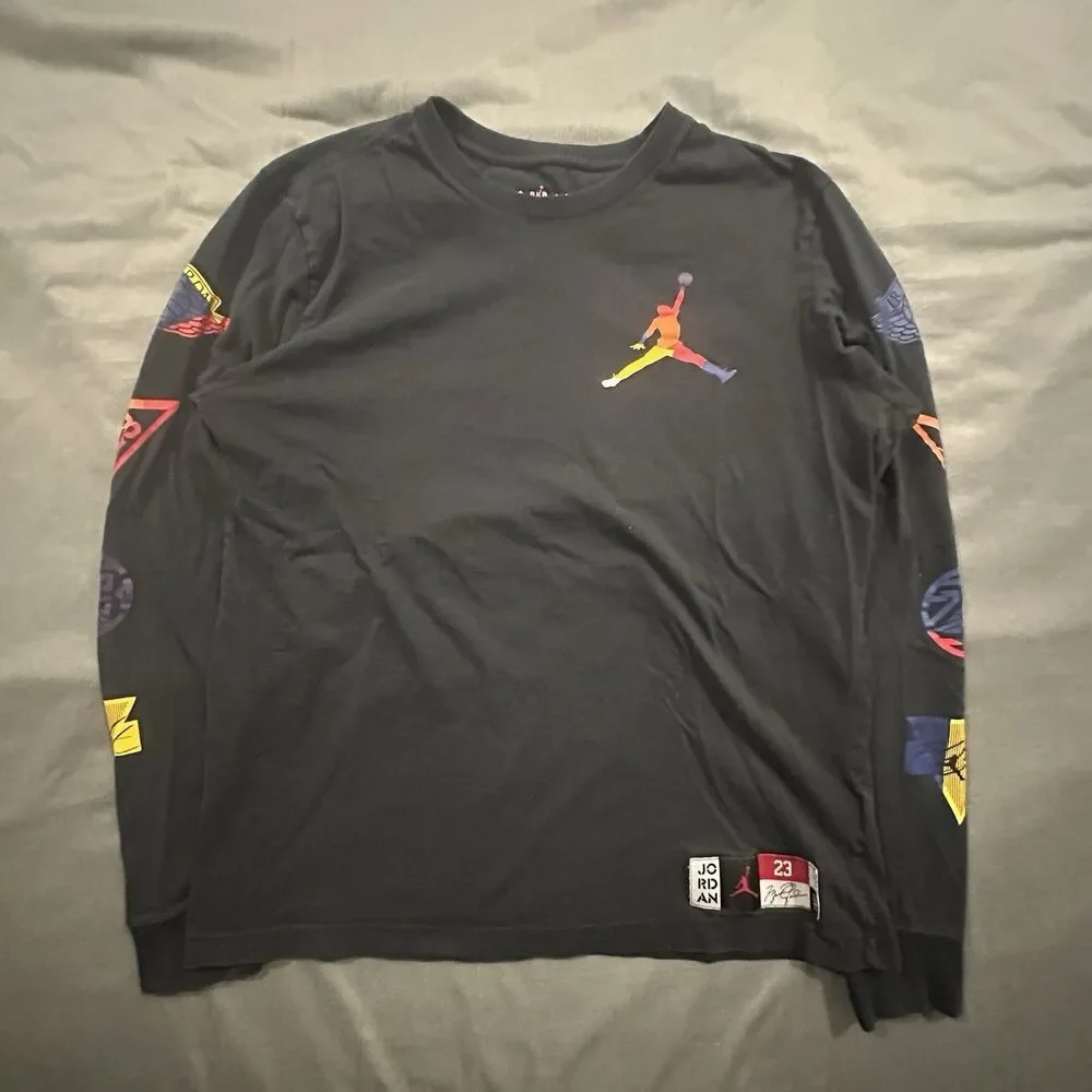 Air Jordan DNA Long Sleeve T-Shirt Mens M Black Jumpman Logo AT8938-010